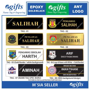 [Min 2pcs] Buatan Khas Epoxy Name Tag Cetakan UV untuk Sekolah, Pejabat dan Persatuan