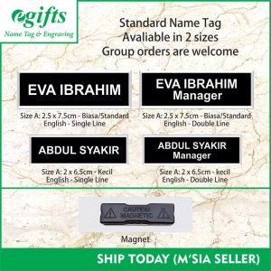 Name Tag MAGNET, Untuk Tag Nama Sekolah Cikgu, Nama Tag Kakitangan Kerajaan dan Penjawat Awam