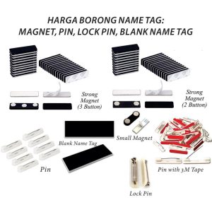 HARGA BORONG NAME TAG MAGNET, PIN, LOCK PIN, BLANK NAME TAG