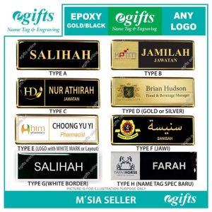 [Min 10 PCS] Name Tag Epoxy GOLD MAGNET & PIN with ANY LOGO
